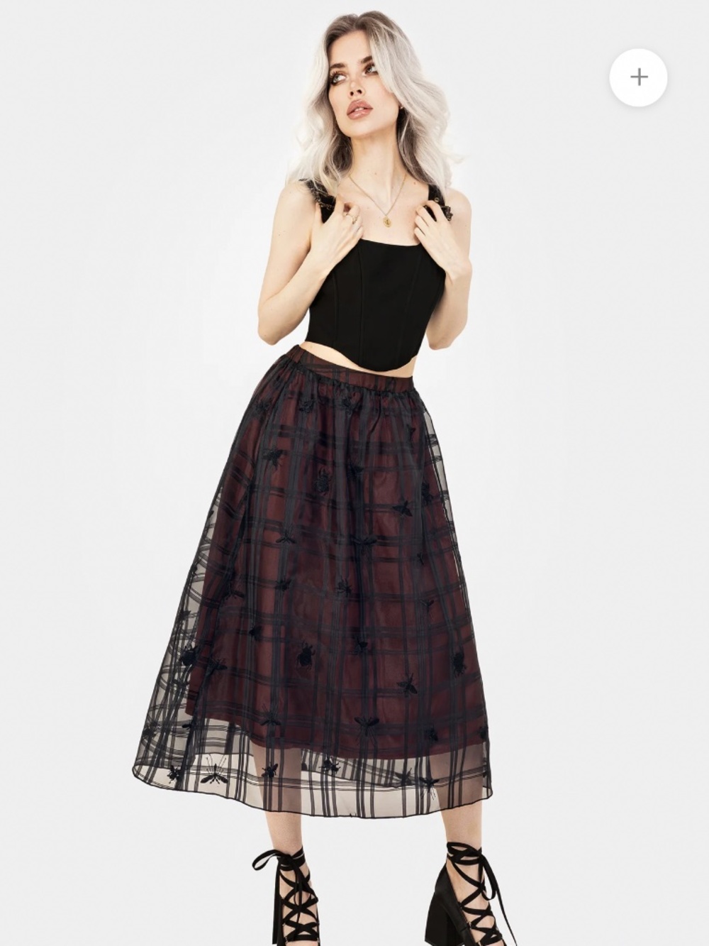 Disturbia Sedona Organza Insect Embroidered Midi Skirt NWT - Picture 2 of 13